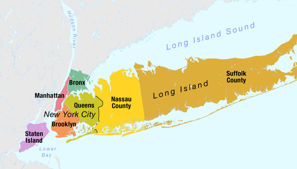 Map of the Boroughs of New York